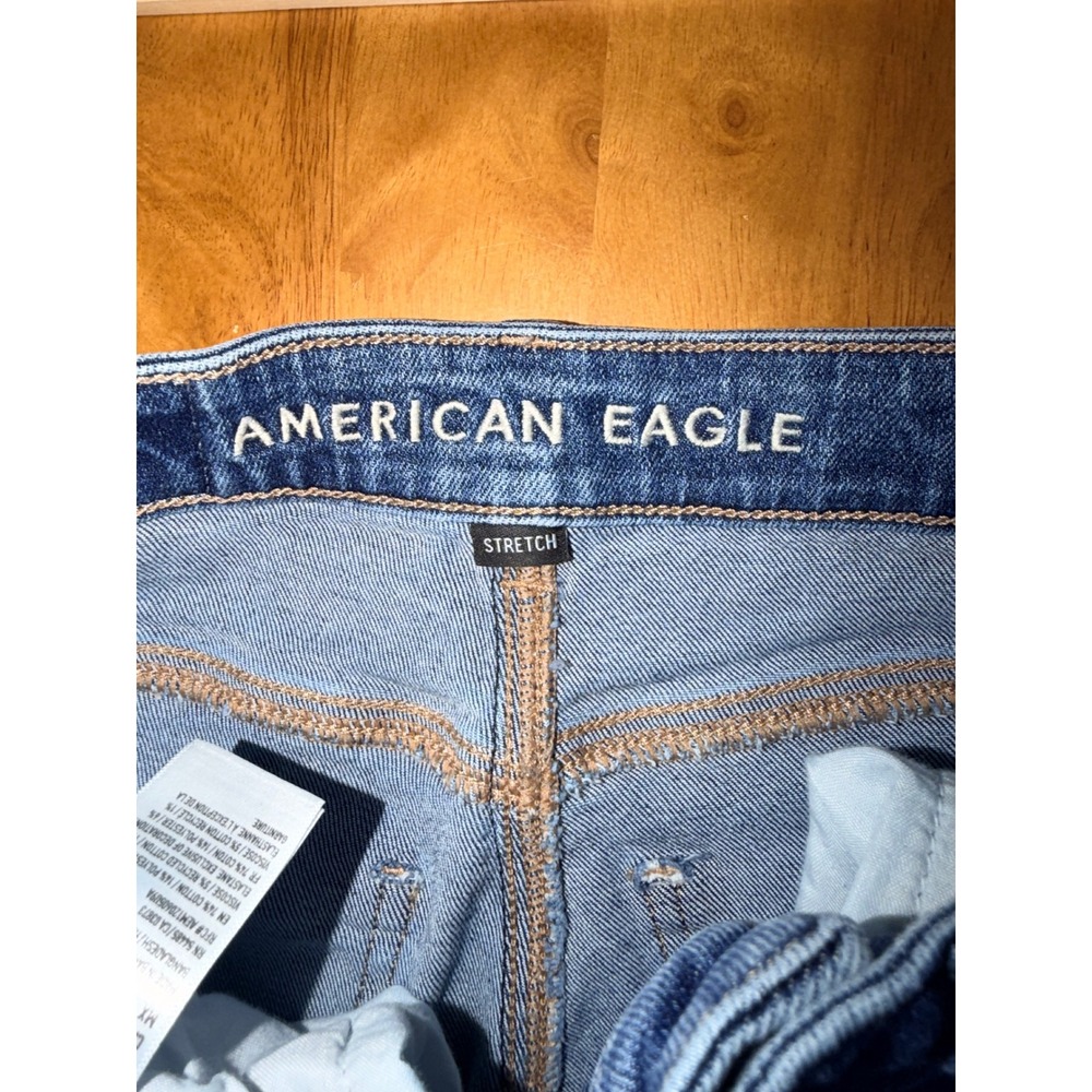 American Eagle Mom Jeans Womens 00 Blue Medium Wash High Waisted Stretch Denim - Picture 5 of 8